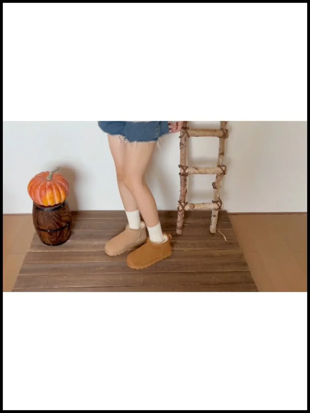 Suede Platform Mini Snow Boots for Women, Genuine Leather Fuzzy Ankle Winter